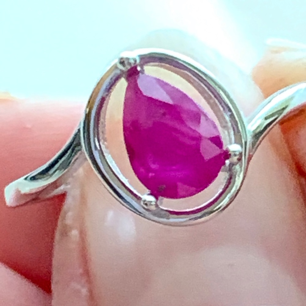 Vintage Natural Ruby 925 Silver Ring - image 2